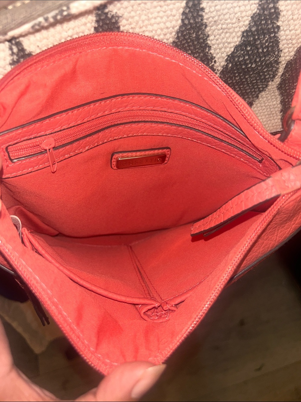 Rossetti Watermelon Pink Crossbody Bag with Front Zip Pockets - Picture 3 of 5